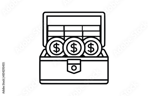 Black cash box icon isolated on white background. Beautiful Cash box icon.