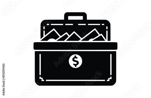 Black cash box icon isolated on white background. Beautiful Cash box icon.