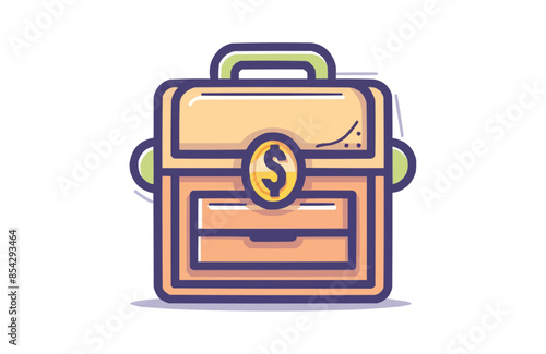 Colorful cash box icon isolated on white background.