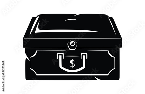 Cash box black icon, isolated on white background. Vector illustration.