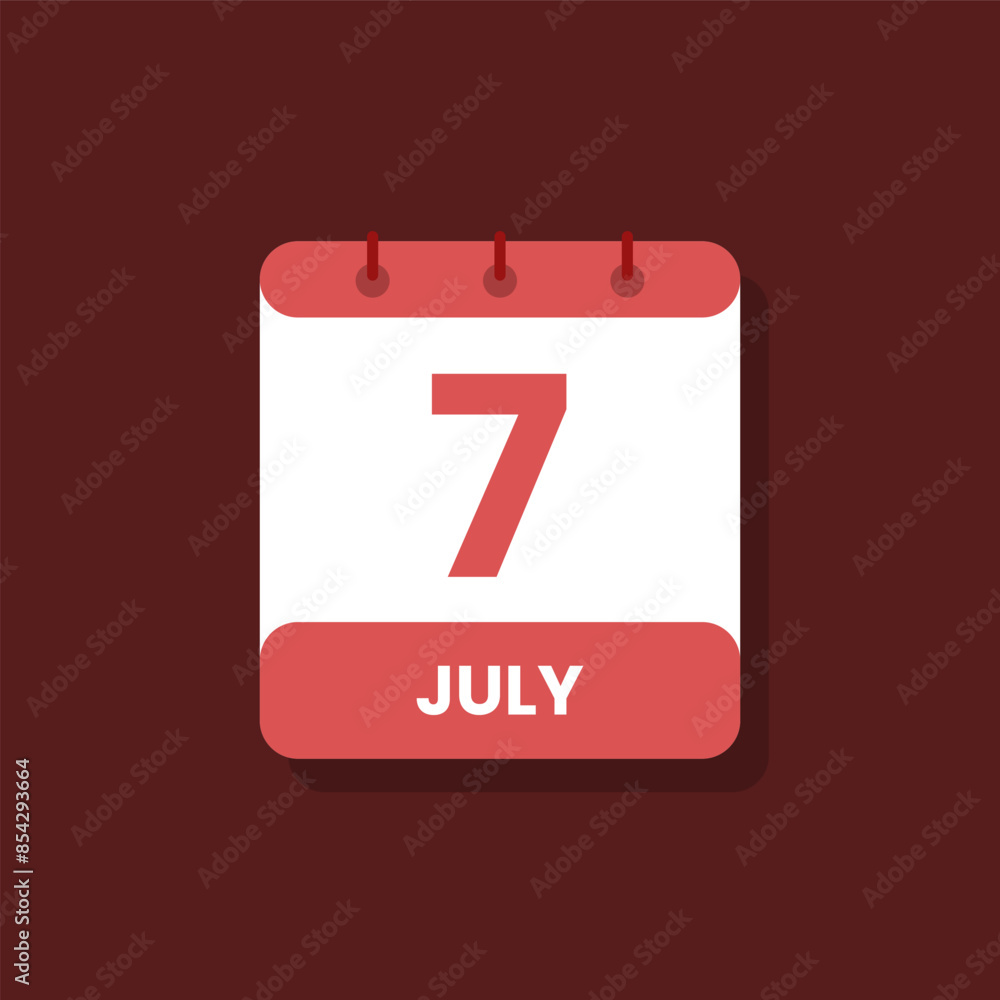 Calendar date month icon flat july vector Calendar date month icon flat july vector