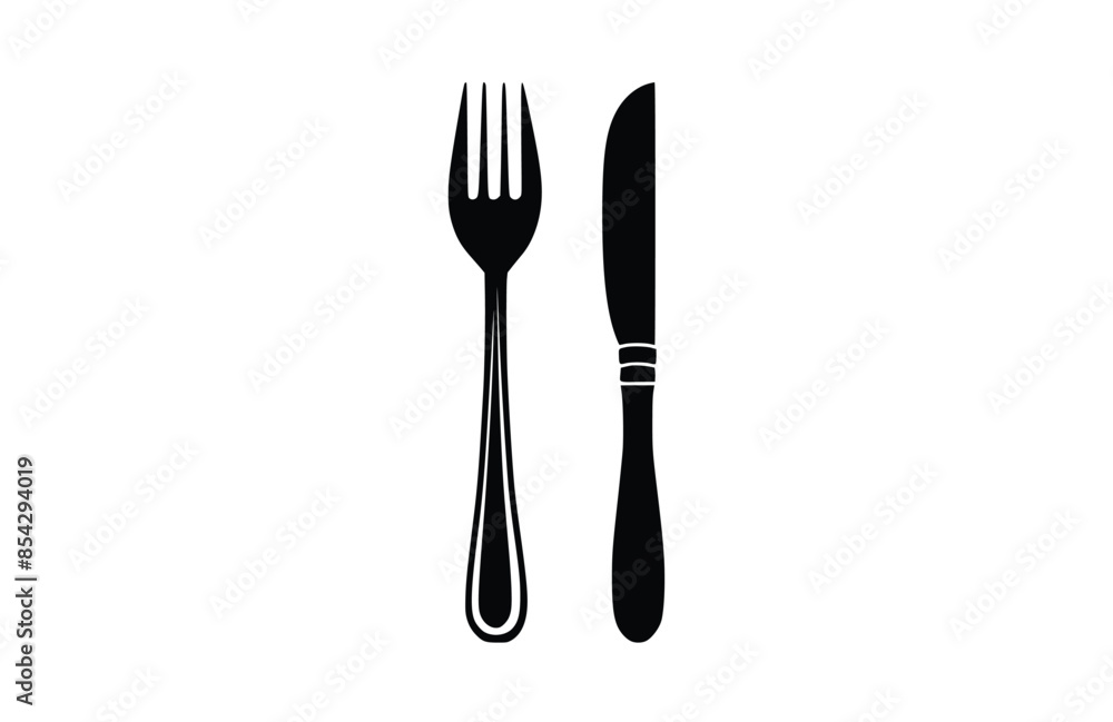 Cutlery black icon, isolated on white background. Vector illustration. Cutlery black icon, isolated on white background. Vector illustration.