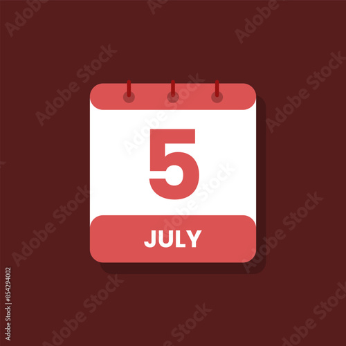 Calendar date month icon flat july vector