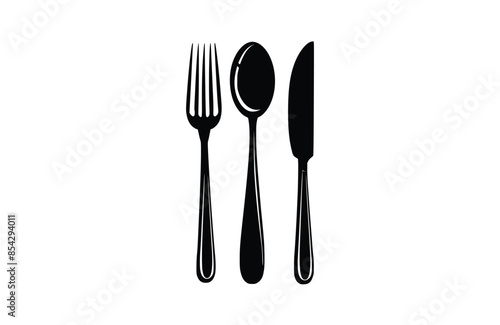 Cutlery black icon, isolated on white background. Vector illustration.