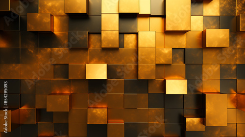 Golden cube protruding from the wall