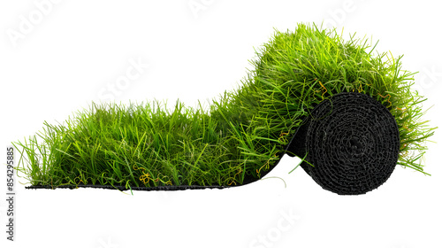 Roll of Artificial Grass on White Background
 photo