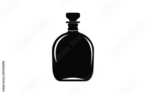 Flask black icon, isolated on white background. Vector illustration.