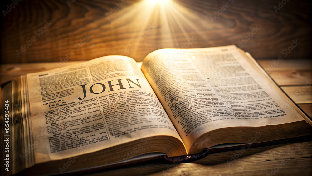 Obraz premium open bible, john, illustration, AI generated
