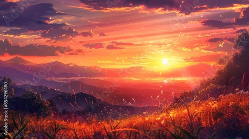 A stunning sunset over the hill © AkuAku