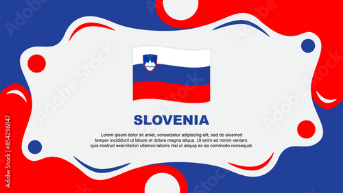Slovenia Flag Abstract Background Flat Design Template. Slovenia Independence Day Banner Wallpaper Vector Illustration. Slovenia Template