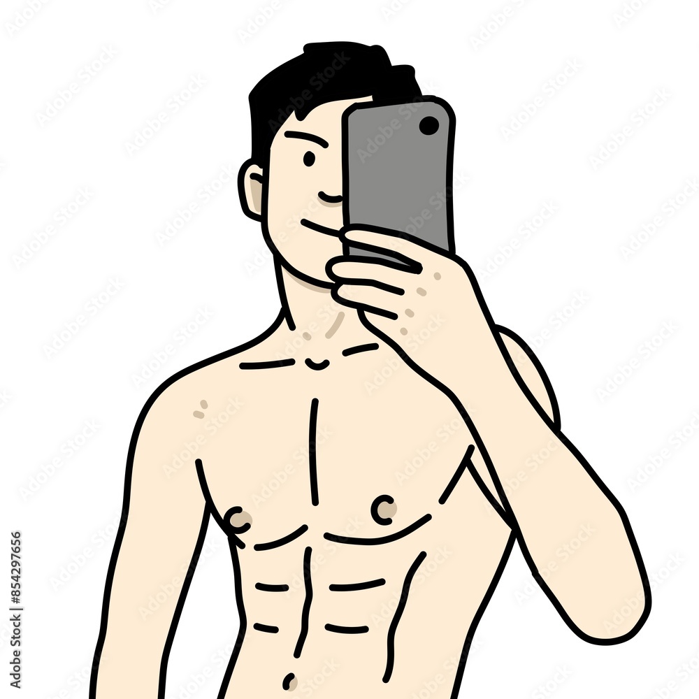 Fototapeta premium cute man cartoon on white background