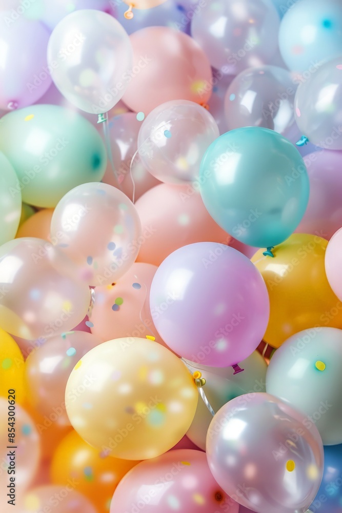 Festive balloons float, blurred background, vibrant colors, celebration scene, soft focus, joyful atmosphere, party decor, copy space Festive balloons float, blurred background, vibrant colors, celebration scene, soft focus, joyful atmosphere, party decor, copy space