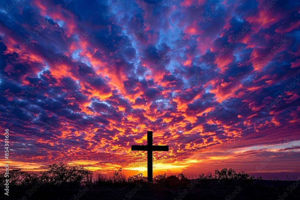 Cross amidst beautiful clouds, symbolizing faith and serenity. Perfect for themes of spirituality and divine inspiration. Cross amidst beautiful clouds, symbolizing faith and serenity. Perfect for themes of spirituality and divine inspiration.