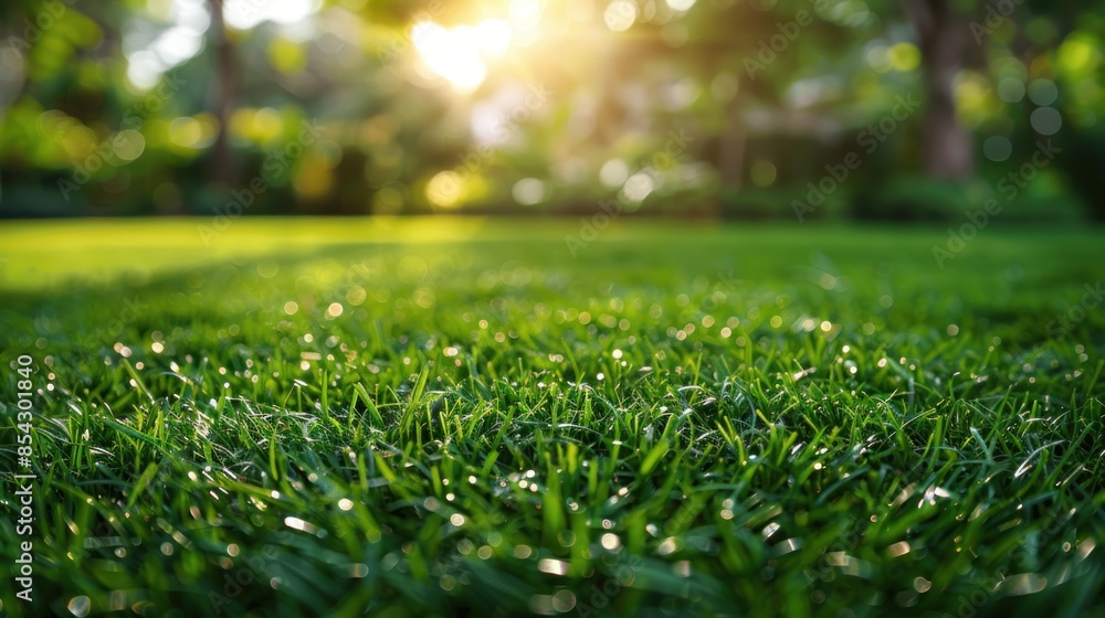 A lush green field with a bright sun shining on it A lush green field with a bright sun shining on it