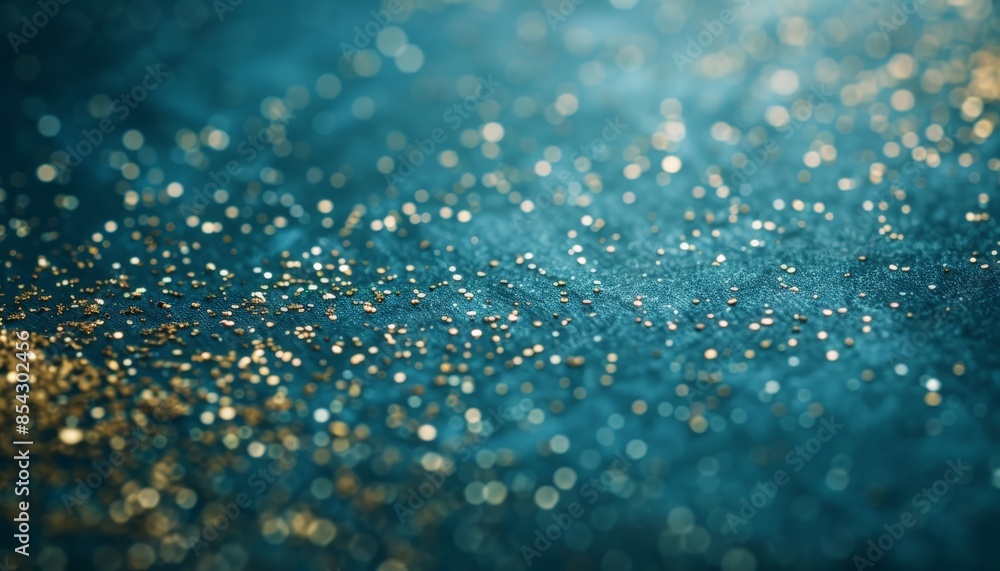Scattered gold flakes on blue background Scattered gold flakes on blue background
