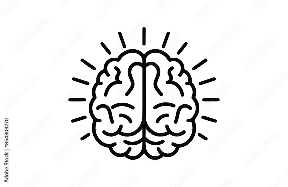 Fototapeta premium Black brain icon isolated on white background. Beautiful Brain icon.