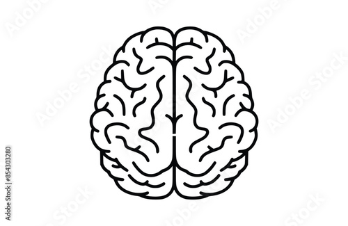 Black brain icon isolated on white background. Beautiful Brain icon.