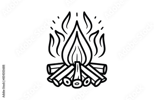 Black campfire icon isolated on white background. Beautiful Campfire icon.