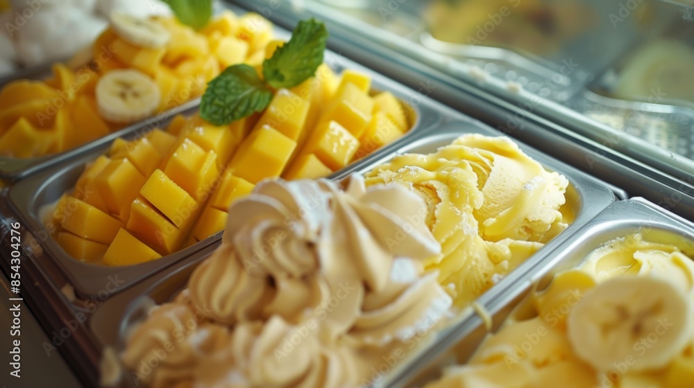 From banana to mango the gelato cart by the beach offers a variety of tropical flavors to satisfy your sweet tooth. From banana to mango the gelato cart by the beach offers a variety of tropical flavors to satisfy your sweet tooth.