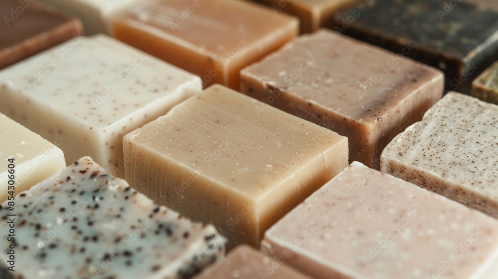 Close-up of eco-friendly soap bars made from natural ingredients, with detailed textures and earthy tones Close-up of eco-friendly soap bars made from natural ingredients, with detailed textures and earthy tones