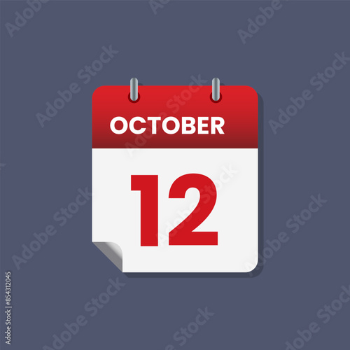 Calendar date month icon flat october vector