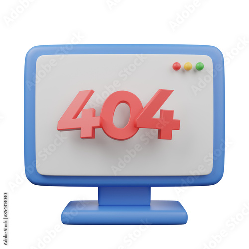 3d icon of screen page 404 error