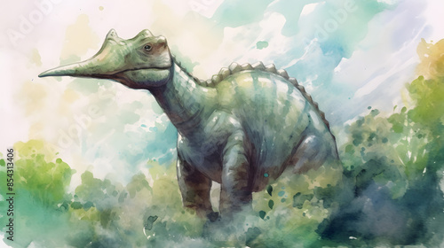 Sauroposeidon in nature watercolor style photo