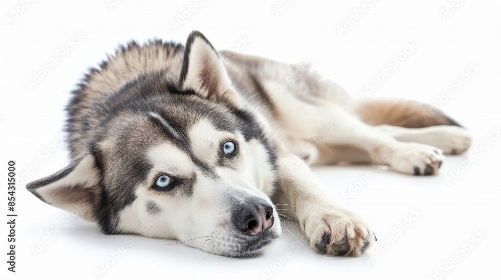 Portrait of a bored Husky dog over plain background Portrait of a bored Husky dog over plain background