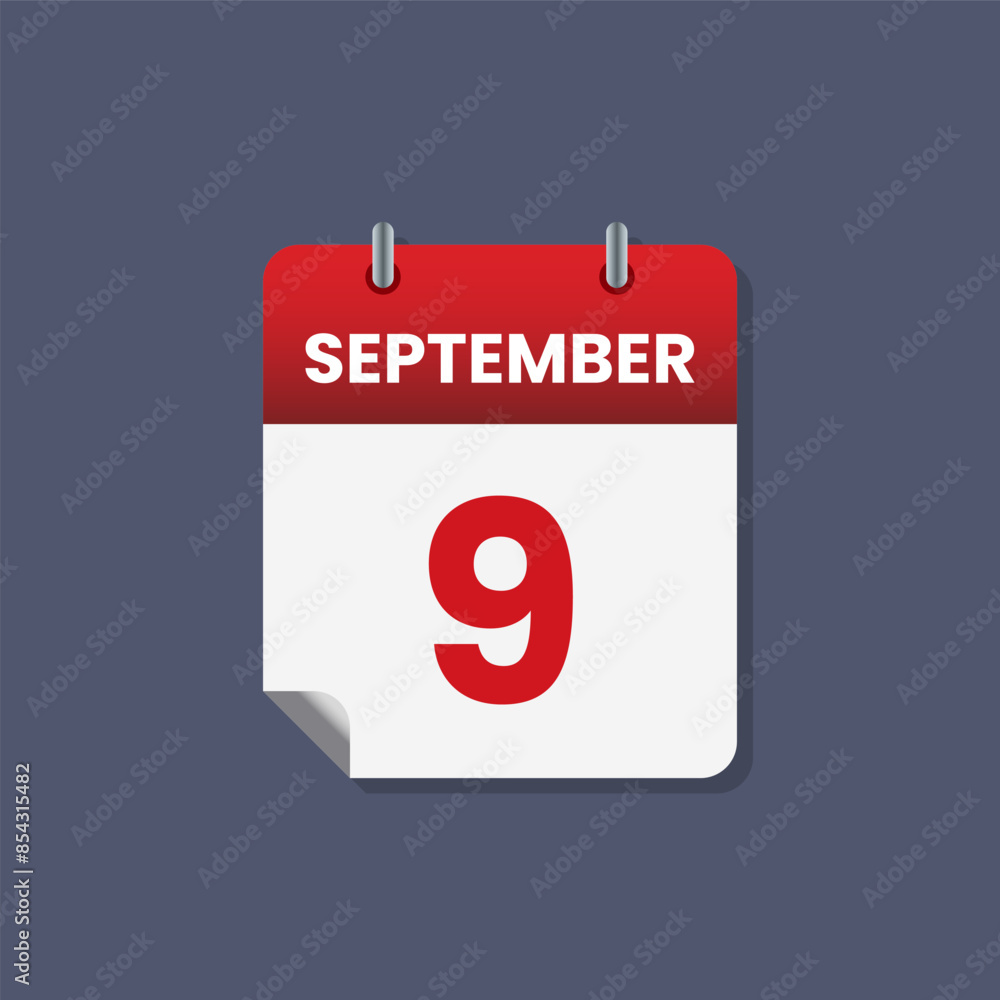 Calendar date month icon flat september vector Calendar date month icon flat september vector