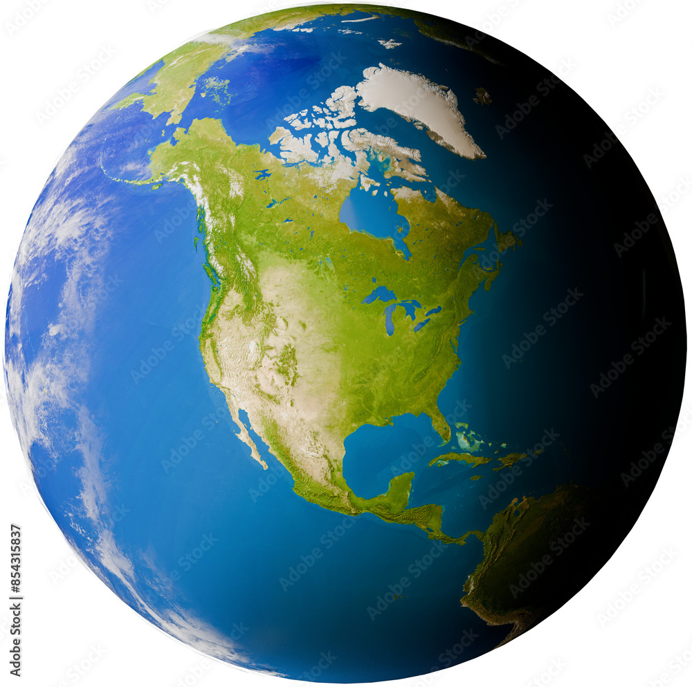 Fototapeta premium planet earth globe, global, focus at North America USA, United states of America, 3d-illustration, elements of this image furnished by NASA
