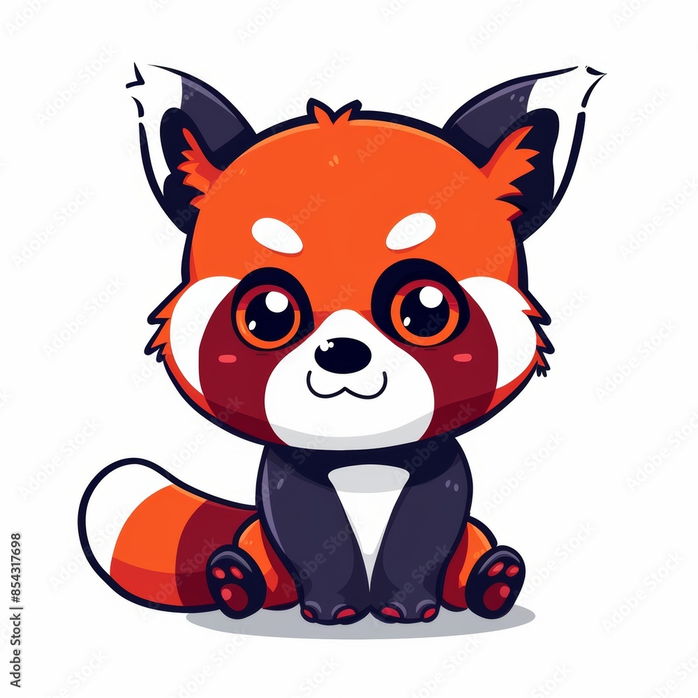 Cute cartoon character of red panda Ailurus Cute cartoon character of red panda Ailurus