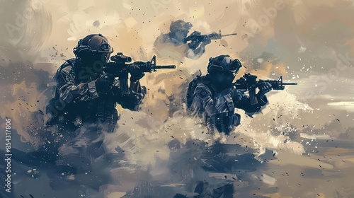 navy seals in action digital painting photo