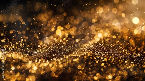opulent gold particles shimmering metallic overlay on black luxury texture abstract background