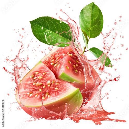 Guava Splash on transparent background photo