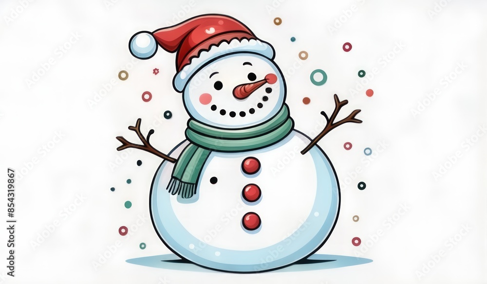 snowman with hat and scarf and ornament merry chritmas snowman with hat and scarf and ornament merry chritmas