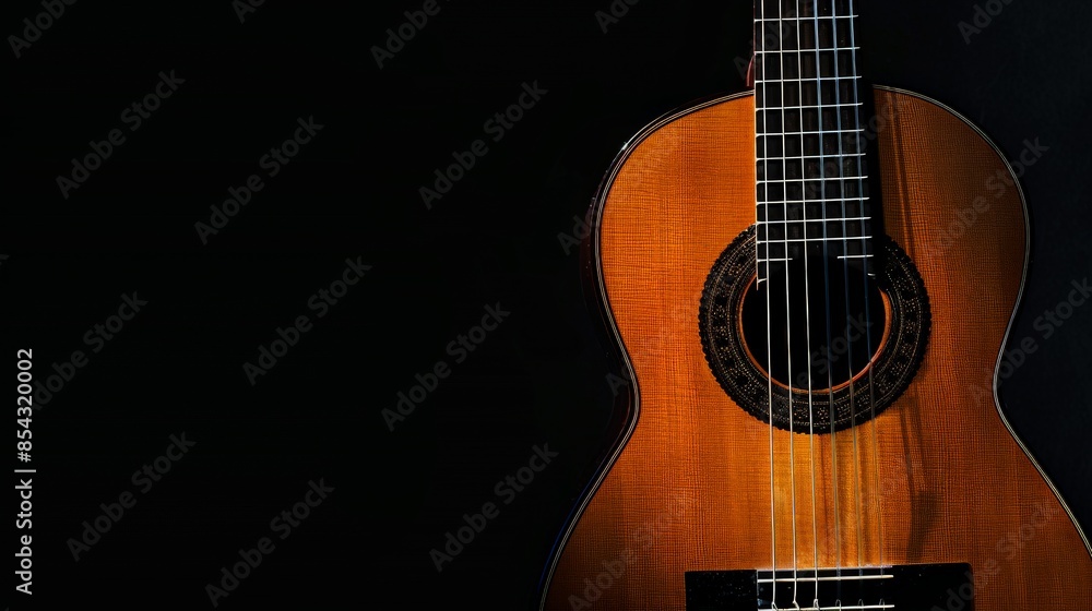 Fototapeta premium Acoustic Guitar on a Black Background