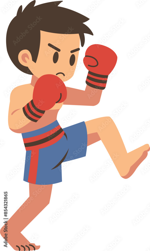 Young Boy Muay Thai Kick Boxer