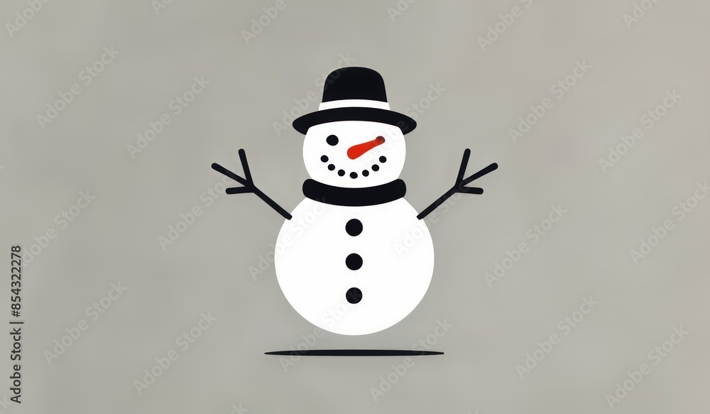 Fototapeta premium snowman with hat and smile
