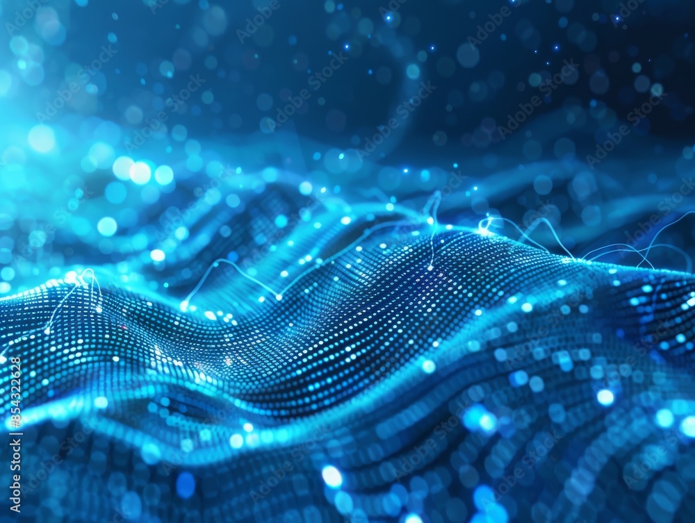 custom made wallpaper toronto digitalAbstract blue tech background with digital waves, dynamic network system, artificial neural connections, cyber quantum computing and electronic global intelligence