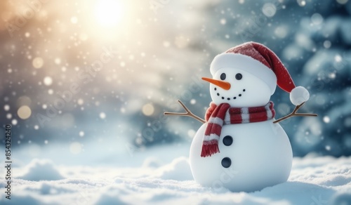 snowman on the snow background