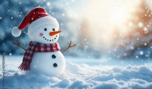snowman on the snow background © Rahmat 