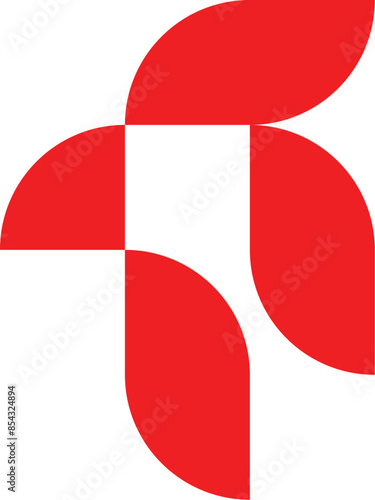 Abstract logo of chicken represent F letter with red color,