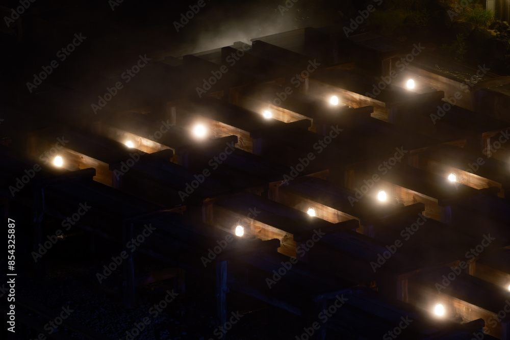 草津温泉の夜の湯畑 草津温泉の夜の湯畑
