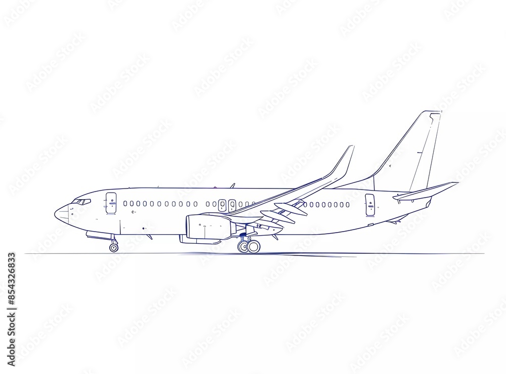 Simple continuous line drawing of an airplane in flight, vector illustration, white background, Simple continuous line drawing of an airplane in flight, vector illustration, white background,
