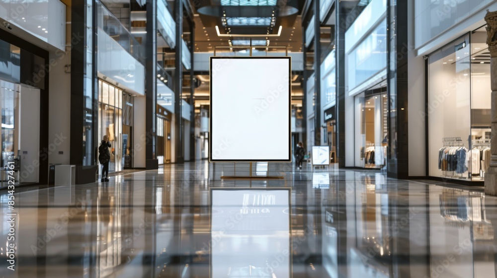 Hyperrealistic Mockup of a Blank Front View Billboard in a Busy Shopping Center, Ideal for Advertising and Marketing Campaigns Hyperrealistic Mockup of a Blank Front View Billboard in a Busy Shopping Center, Ideal for Advertising and Marketing Campaigns