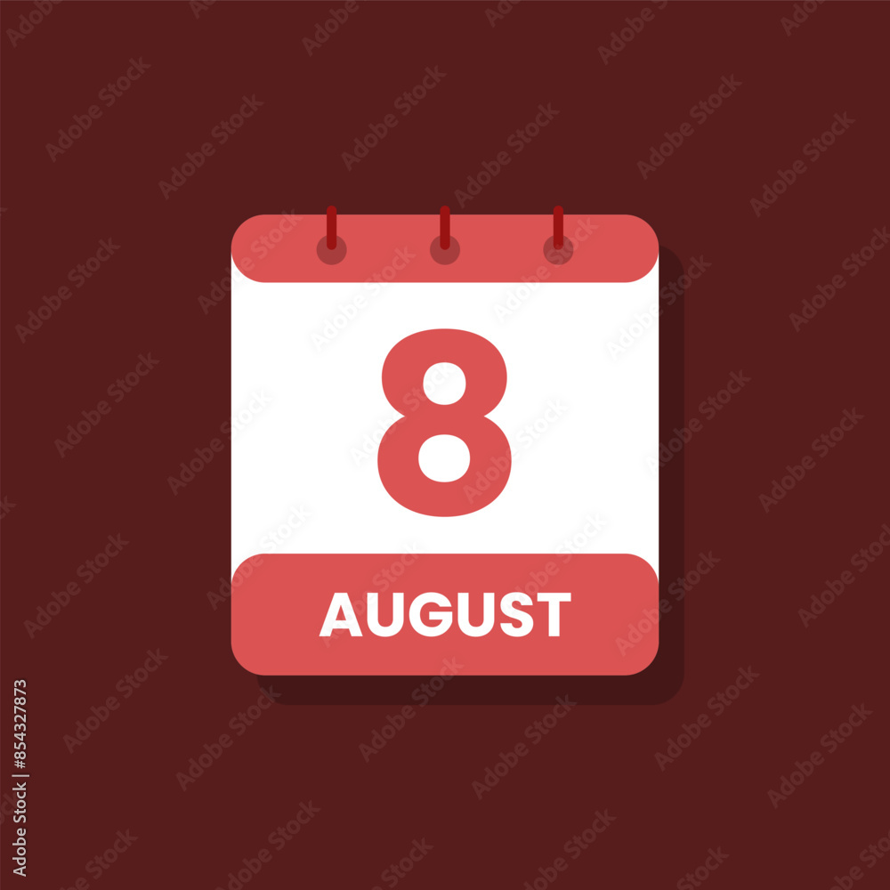 Calendar date month icon flat august vector Calendar date month icon flat august vector