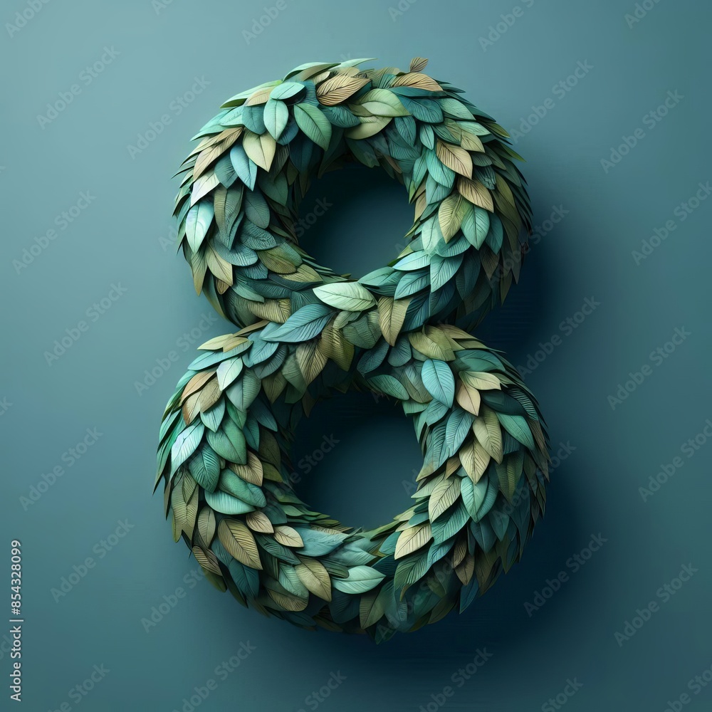 number 8 created and tree leaves number 8 created and tree leaves