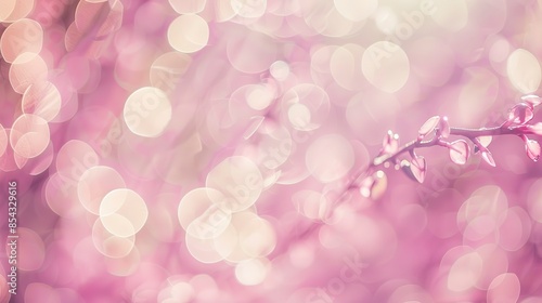 Pink bokeh lights, soft focus, wide-angle view, subtle gradient background, whimsical and enchanting atmosphere 