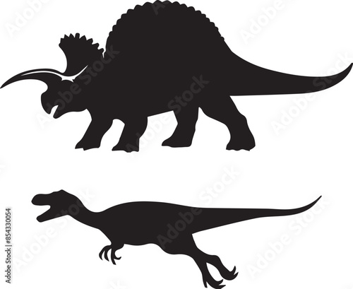 tyrannosaurus dinosaur silhouettes vector illustration