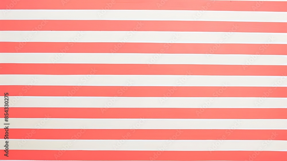 Coral pink and white horizontal stripes, even spacing, mid-angle view, vibrant and fresh Coral pink and white horizontal stripes, even spacing, mid-angle view, vibrant and fresh